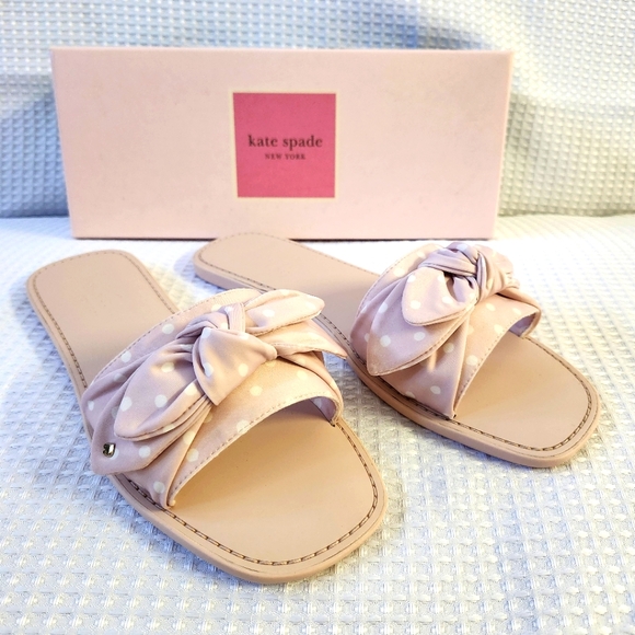 KATE SPADE Bernadette Neoprene Polka Dot Bow Sandals size 8.5 - Picture 1 of 6